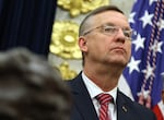 Veterans Affairs Secretary Doug Collins in the Oval Office at the White House on Jan. 29 in Washington, D.C.