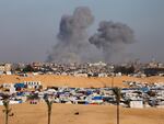 Smoke rises following an Israeli airstrike east of Rafah, Gaza Strip, this past Monday.