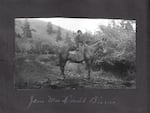 Hen Party founder Jean MacDonald Birnie is pictured on horseback prior to a pack trip into the Wallowa Mountains in 1913.