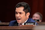 Rep. Jimmy Gomez, D-Calif., speaks during a House Select Intelligence Committee hearing on March 19, 2026. The House Ethics Committee says it is investigating allegations of sexual misconduct against Gomez.