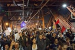 A third night of protests took place in Portland on Nov. 10, 2016, as crowds demonstrated against the election of Donald Trump as well as other issues.