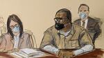 A sketch of R. Kelly during his sentencing hearing Wednesday in New York.