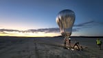 A prototype aerial robotic balloon, or aerobot, is readied for a sunrise test flight at Black Rock Desert, Nevada, in July 2022.