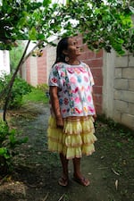 Apolonia Plácido in the backyard of the CAMI Nellys Palomo. She is a Mixteco leader from the Mountain of Guerrero, president and one of the founders of the CAMI San Luis Acatlán.