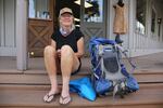 Pacific Crest Trail hiker Susan Beckett, whose trail name is Redback, stops at an outdoor supply story in Sisters, Ore., to buy fuel on Aug. 24 after seeing the Flat Fire start in a remote area of Jefferson County on Thursday, Aug. 21.