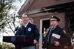Pennsylvania Gov. Josh Shapiro speaks during a press conference outside the governor's residence in Harrisburg after a Sunday morning arson attack.