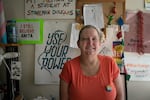 Sarah Hobbs in her Portland, Ore., apartment on Tuesday, March 19, 2019. Hobbs, a bisexual Navy veteran who nearly took her own life in 2005, says being forced to stay in the closet for so many years contributed to the depression and anxiety she lives with today.