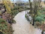 The section of Johnson Creek where rescuers searched for a person who fell in Monday, Dec. 4, 2023 in Portland, Ore.