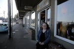 Ashley Barger, the manager of the Wind Rift Gallery in Newport, Oregon, says parking meters have hurt business, pictured here on April 30, 2025. “It’s been confusing for a lot of people, especially the older folks who come in, and they’re angry and they want to know why we installed it, even though we as a business did not choose this,” Barger said.