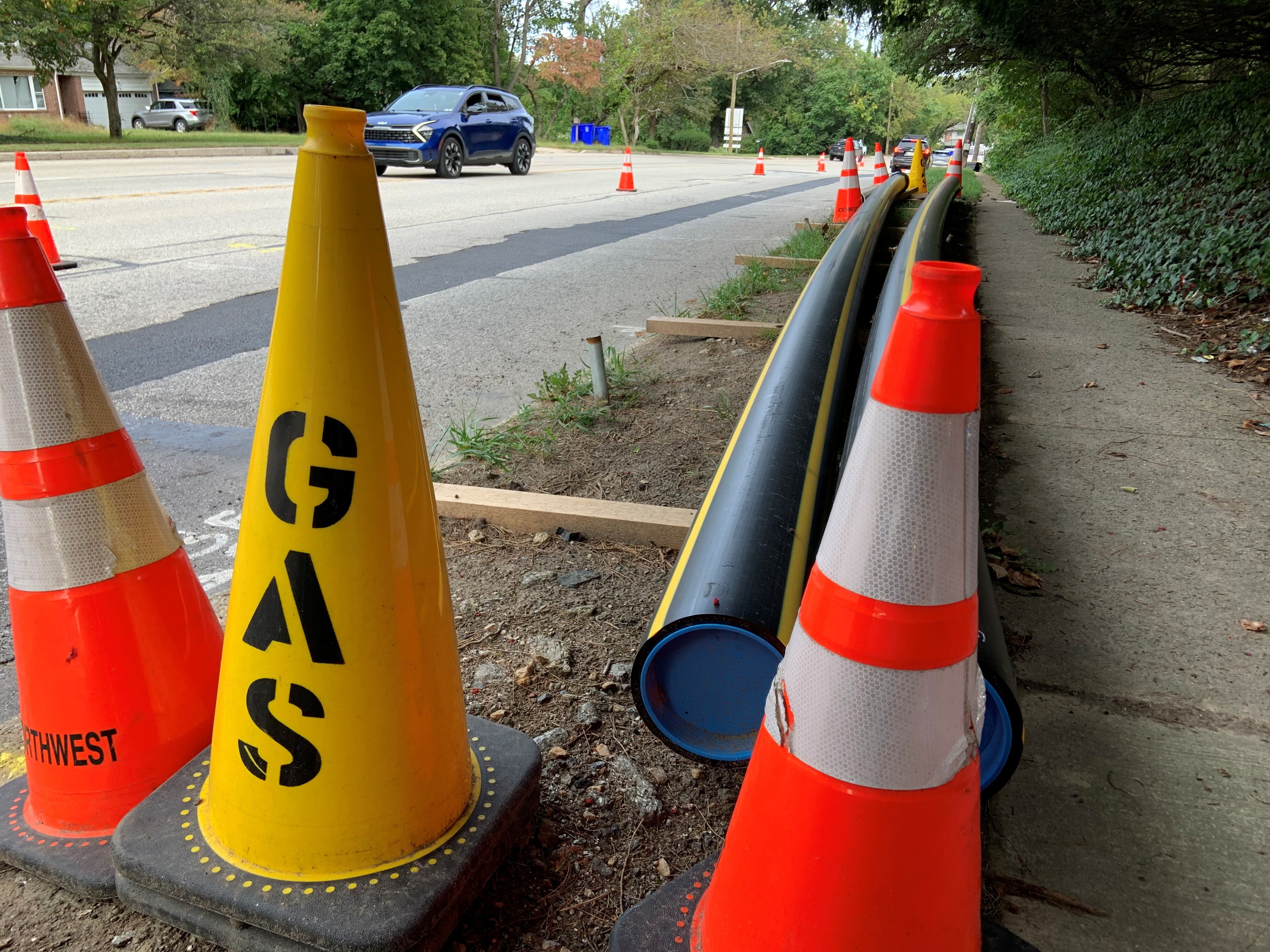 In Wyncote, Pa., new gas pipes wait to be installed as part of a five-year, $1.8 billion program by the local gas utility, PECO.