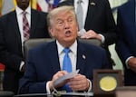 President Donald Trump speaks in the Oval Office of the White House, Friday, June 26, 2026, in Washington.