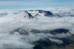 Mount St. Helens peeking through the clouds.