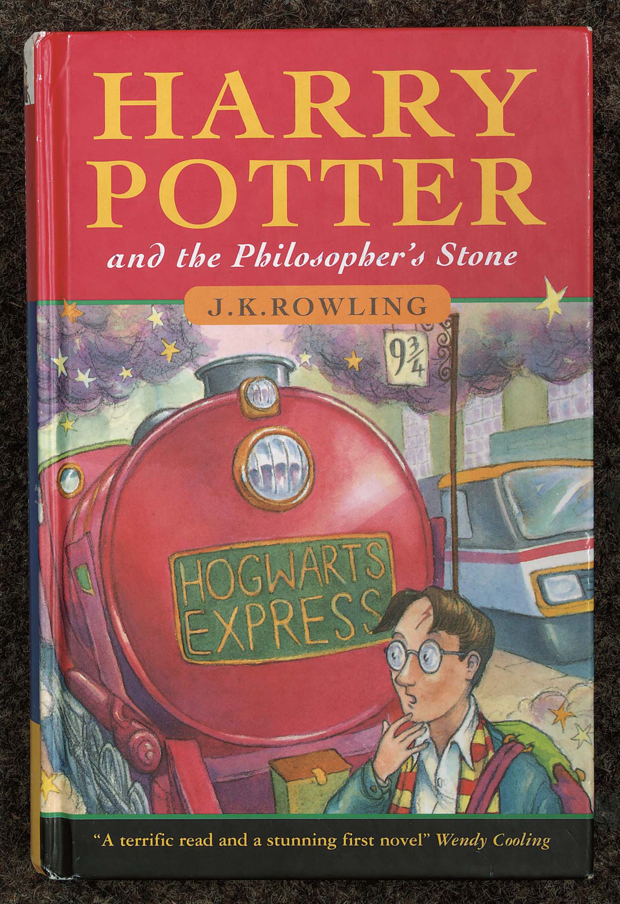 This handout from Christie's shows the cover of J.K. Rowling's first novel Harry Potter And The Philosopher's Stone.