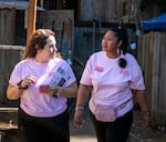 Senior Policy Advisor Sofia Diffee and District 1 Councilor Candace Avalos go door-to-door discussing the opinions of East Portland residents in Portland, Ore., Aug. 8, 2025. Avalos is one of the newly elected District 1 councilors, a district that has been notoriously underrepresented in the past. 