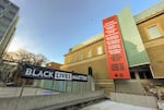 Portland Art Museum exterior: part of artist Carrie Mae Weems’ public art/public health campaign “Resist COVID/Take 6,” drawing attention to the disproportionate impact of the coronavirus pandemic on Black, Latinx and Native American communities. 