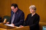 Oregon Supreme Court Chief Justice Martha L. Walters addresses the Oregon House of Representatives on Monday, Jan. 14, 2019, in Salem, Ore.