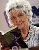 Canadian author Alice Munro as she receives a Man Booker International award at Trinity College Dublin, in Dublin, Ireland, on June 25, 2009.