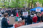 Hundreds of people attend a pro-Palestinian protest on Portland State University's campus on Monday, April 29, 2024.