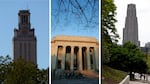 Side by side shots of the campuses of UT-Austin, MIT and Carnegie Mellon. 