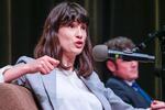 Marie Gluesenkamp Perez, the Democratic candidate in Washington state's 3rd Congressional District race, speaks at a debate moderated by "Think Out Loud" host Dave Miller. The debate between her and her Republican challenger, Joe Kent, was held at the Wollenberg Auditorium on the campus of Lower Columbia College in Longview, Washington on October 27, 2022.