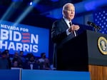 President Biden speaks during a campaign rally at Pearson Community Center in Las Vegas on Feb. 4.