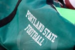 FILE - The Portland State ball bag before a NCAA college football game, against the Hawaii Saturday, Sept. 4, 2021, in Honolulu.