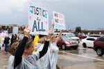 Amy Gryder (l) and her daughter, Ella Walther (r), stand outside for the No Kings Protest on Mid Rivers Mall Drive in St. Peter’s, MO. Walther says when it comes to civil liberties that goes for everybody. “This isn’t a right or left issue. This is a right or wrong issue,” Walther said. “What’s happening right now impacts everyone.”’