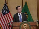Gov. Bob Ferguson speaks to reporters about income tax legislation Democratic lawmakers unveiled on Feb. 3, 2026.