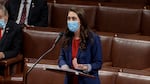 In this Thursday, Jan. 7, 2021 file photo image taken from video, Rep. Jaime Herrera Beutler, R-Wash., speaks as the U.S. House debates the objection to confirm the Electoral College vote from Pennsylvania, at the U.S. Capitol. On Tuesday, Jan. 12 Herrera Beutler came out in favor of impeaching President Donald Trump over last week's riot at the Capitol.  She now faces election challenges from Republicans in her district.