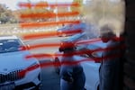 Republican supporters briefly chat outside the Staten Island Republican Party headquarters in the New Dorp neighborhood of Staten Island in New York City on Tuesday.