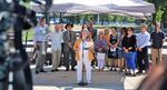 Chisao Hata, the creative director of the Japanese American Museum of Oregon spoke at a rally against hate crimes on Thursday, July 14, 2022 in Portland. “I know people who are afraid to go out at night,” Hata said. “They’ve changed their whole pattern of operating.”