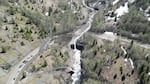 A view of the massive slide and washout on State Route 504, around the time it happened May 2023. The damage knocked out access to the Johnston Ridge Observatory, within the Mount St. Helens National Volcanic Monument.