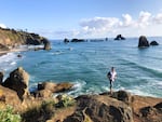 Mohammad Noyeem poses for a photograph at Ecola State Park, Ore., on July 23, 2019. This was his first time seeing the Pacific Ocean.