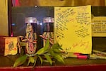 An impromptu altar memorializing actor Tim Curry at the ticket both of the Clinton Street Theater in Portland, Ore. on August 26, 2026.