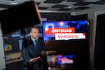 Antonio Sánchez films and anchors Noticias Noroeste in a basement in Portland, Ore., on Jan. 6, 2026.