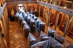 Books are kept in hermetically sealed plastic sacks for disinfection, at the Pannonhalma Archabbey's library in Pannonhalma, Hungary on July 3.