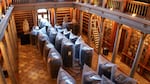 Books are kept in hermetically sealed plastic sacks for disinfection, at the Pannonhalma Archabbey's library in Pannonhalma, Hungary on July 3.