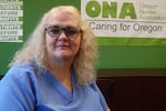 Nurse Heather Medema, at ONA headquarters December 30, 2024. Medema says poor health benefits are one issue that's led  nurses to strike. "A lot of people think that if you work in health care you’re going to have great health insurance," she said. "That's rarely been the case for me."