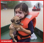 An image that was likely created with artificial intelligence tools that purported to show a young survivor of Hurricane Helene. The image got millions of views online, even after its provenance was questioned.