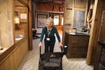 Janet McNeil appreciates the wide aisles at the Columbia Gorge Discovery Center so she can easily get her walker through on Oct. 16, 2025.