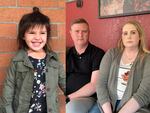 Missing five-year-old Oakley Carlson, left, next to an image of her former foster parents Erik and Jamie Jo Hiles of Elma, Washington. The couple has concerns about how Washington's Department of Children Youth and Families handled Oakley's child welfare case and the decision to return the girl to her biological parents. 