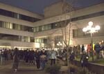 Protesters at the federal building in Eugene on Jan. 27, 2026.