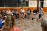 Twenty residents in La Grande, Ore., discuss the proposed local gas tax measure on Sept. 30. Most say they oppose the idea.