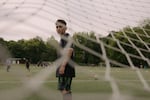 Omar Almashni stands for a portrait during an evening practice with the Palestino Soccer Academy at Frank D Zaccaria Memorial Park in Woodland Park, New Jersey, on Saturday, June 6, 2026.