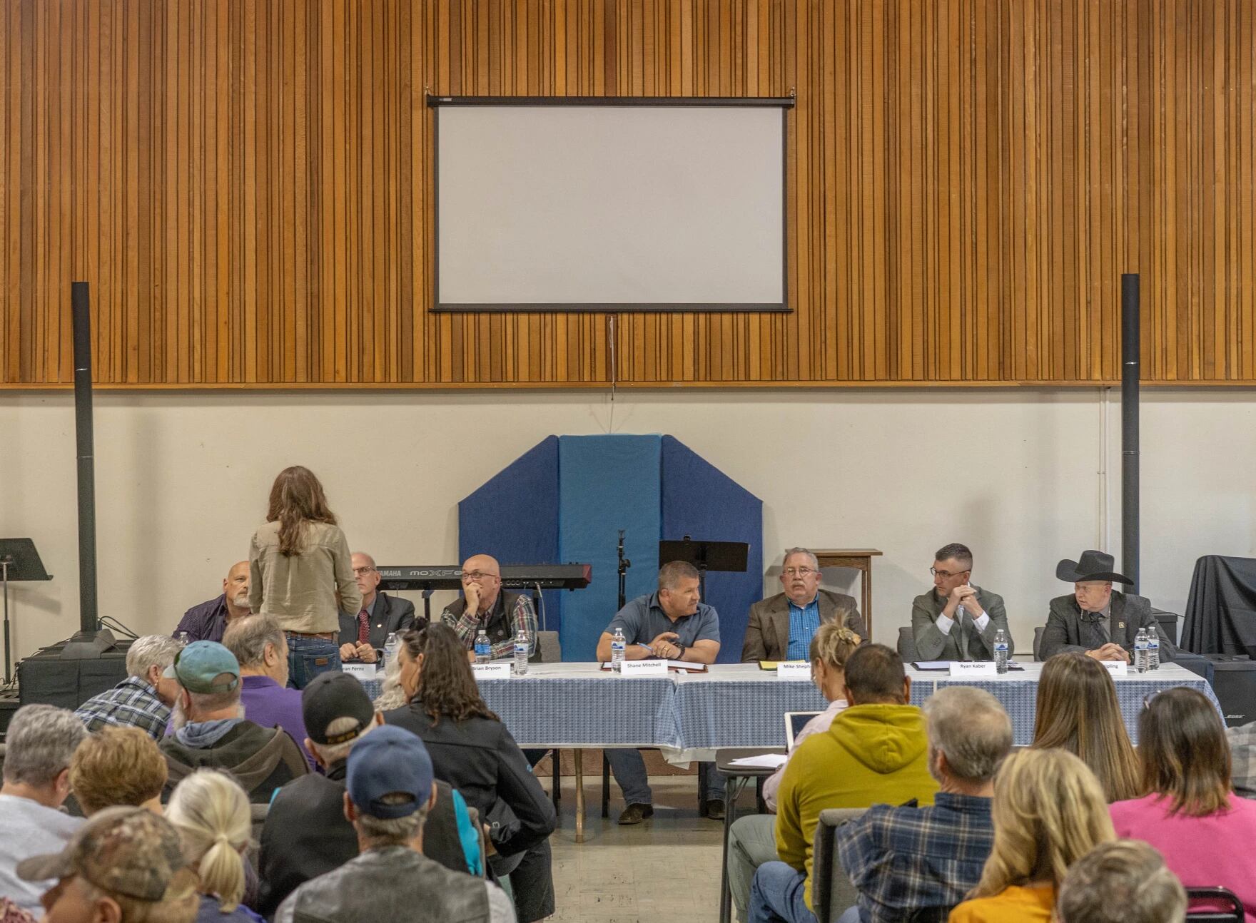 The seven candidates for Klamath County sheriff at a debate in Klamath Falls on Thursday, April 18, 2024