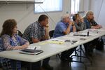 Members of the Harney County commission and budget board address the public at a community hearing on Tuesday, May 7, 2019.