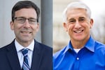 These supplied, undated photos show Washington Attorney General Bob Ferguson, a Democrat (left) and former sheriff and U.S. Rep. Dave Reichert (right) as the top two candidates in the race for Washington governor this November.