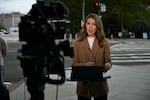CNN reporter Julia Benbrook gives a live report near the White House on September 19, 2026. One day later, CNN, MSNow and Politico sued the Trump administration on First Amendment grounds for blocking their reporters' access to the White House.