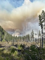 The Bedrock Fire, on July 27, 2023, burning east of Eugene, has burned 8,300 acres and is causing air quality issues.