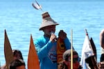 As the Lee-Choe-Eese Canoe Family pulled to the shore of the Puyallup Canoe Landing, Albert Ortivez-Hicks, 18, Quinault, introduced himself first in Quinault and then in English, asking for permission to land on July 31, 2024.